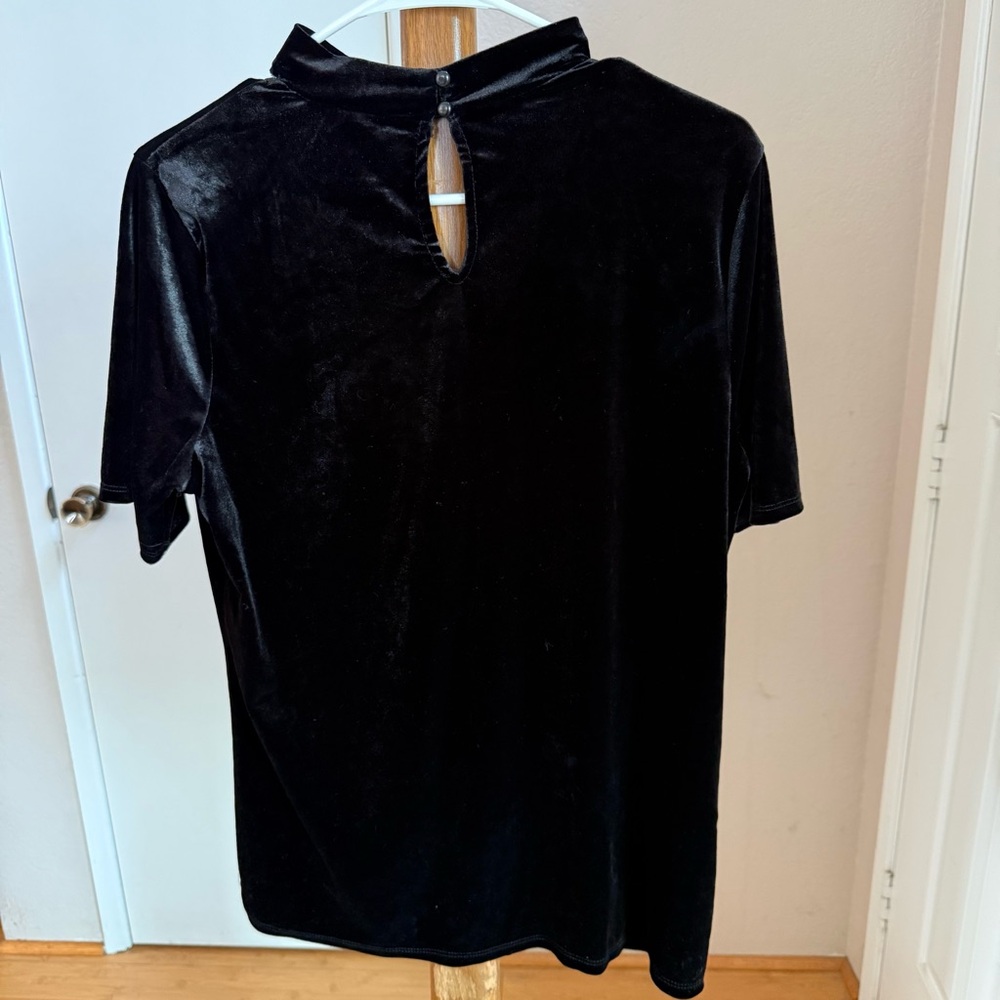 Ambiance Black Velvet Short‎ Sleeve Top-Size 1XL Goth steampunk - Picture 2 of 8